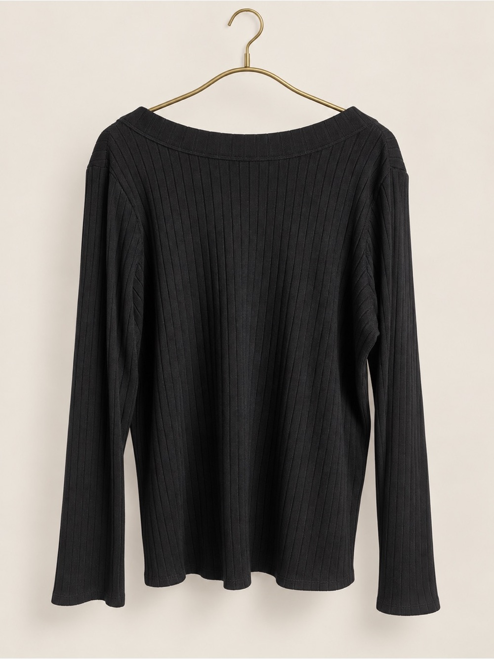 Universal Standard Aspen Ribbed Long-Sleeve Top Black S 14–16
